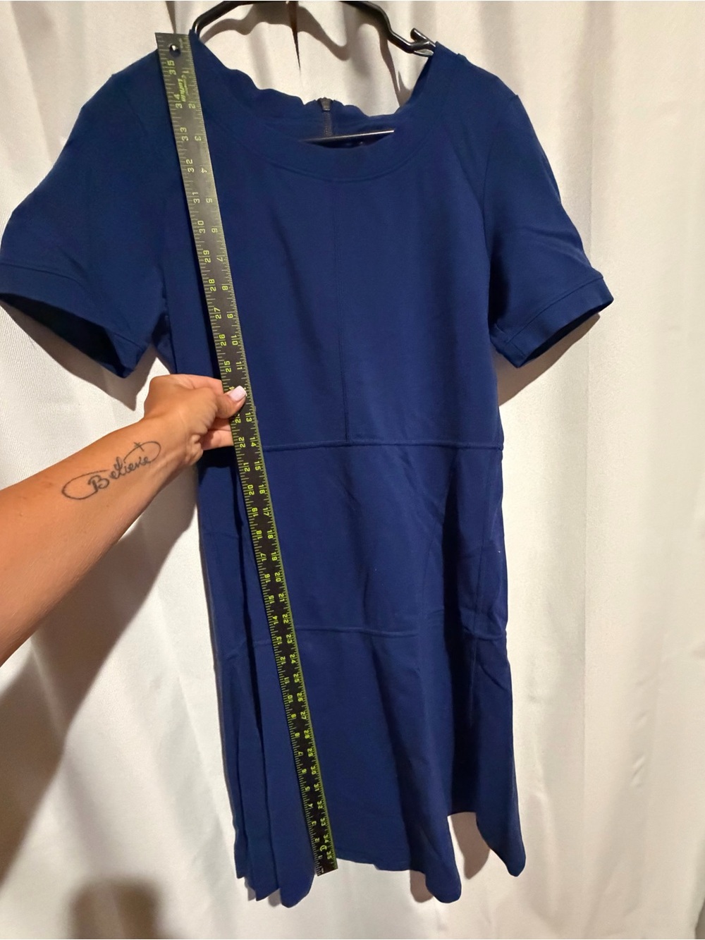 Athleta En Route Navy Short Sleeve Fit and Flare Dress - Picture 4 of 5